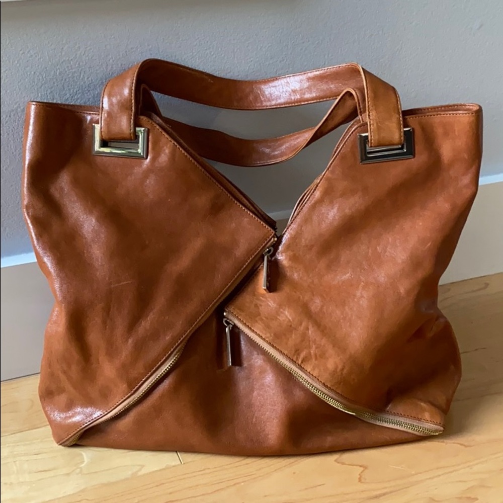 Kooba Ryder Tote Italian Leather in Saddle Brown